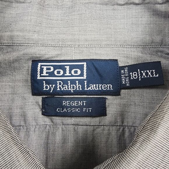 Polo Ralph Lauren Shirt Mens 18 XXL Gray Regent Classic Fit Casual Button Up VTG - Picture 3 of 16